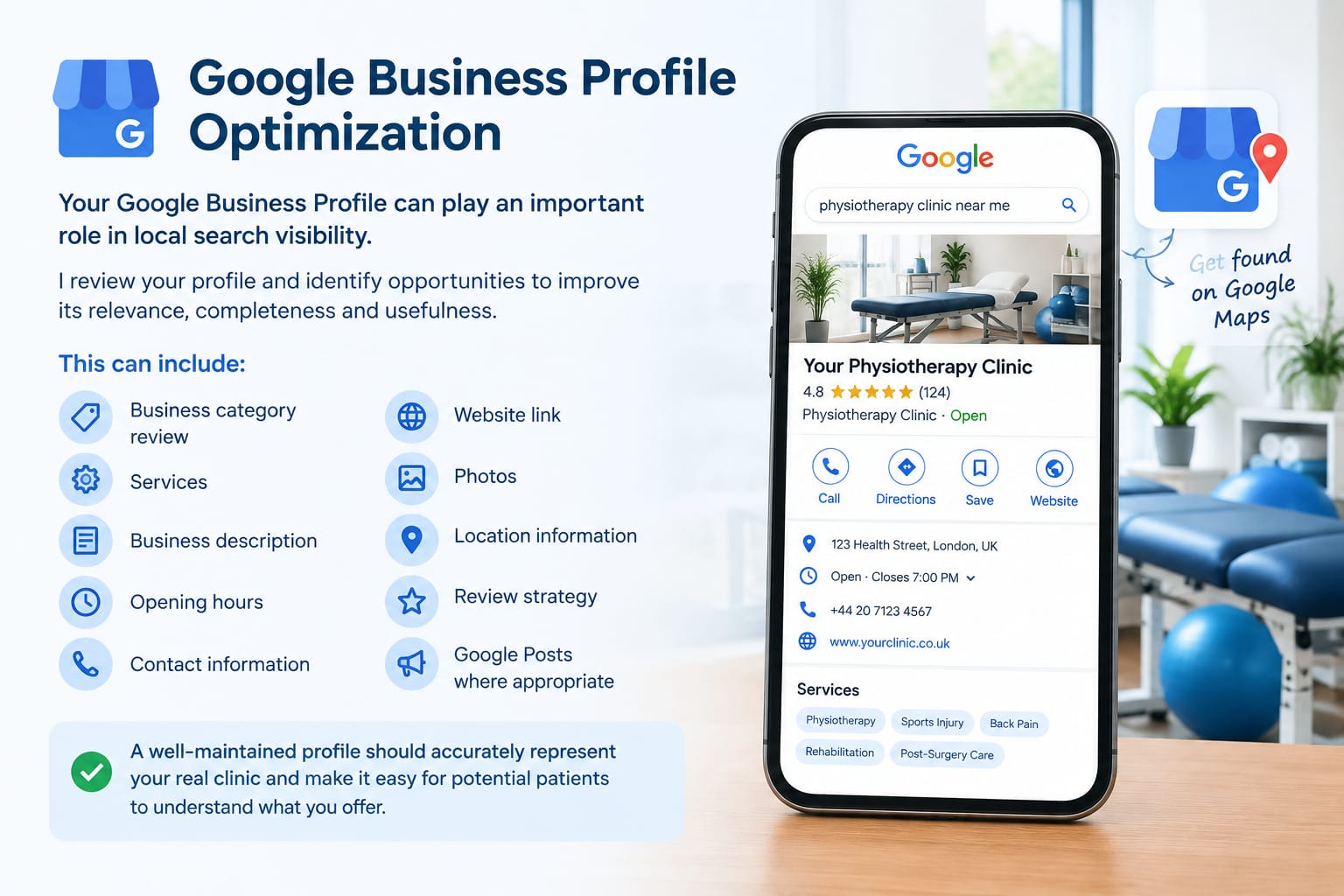 Physiotherapy clinic Google Business Profile optimization