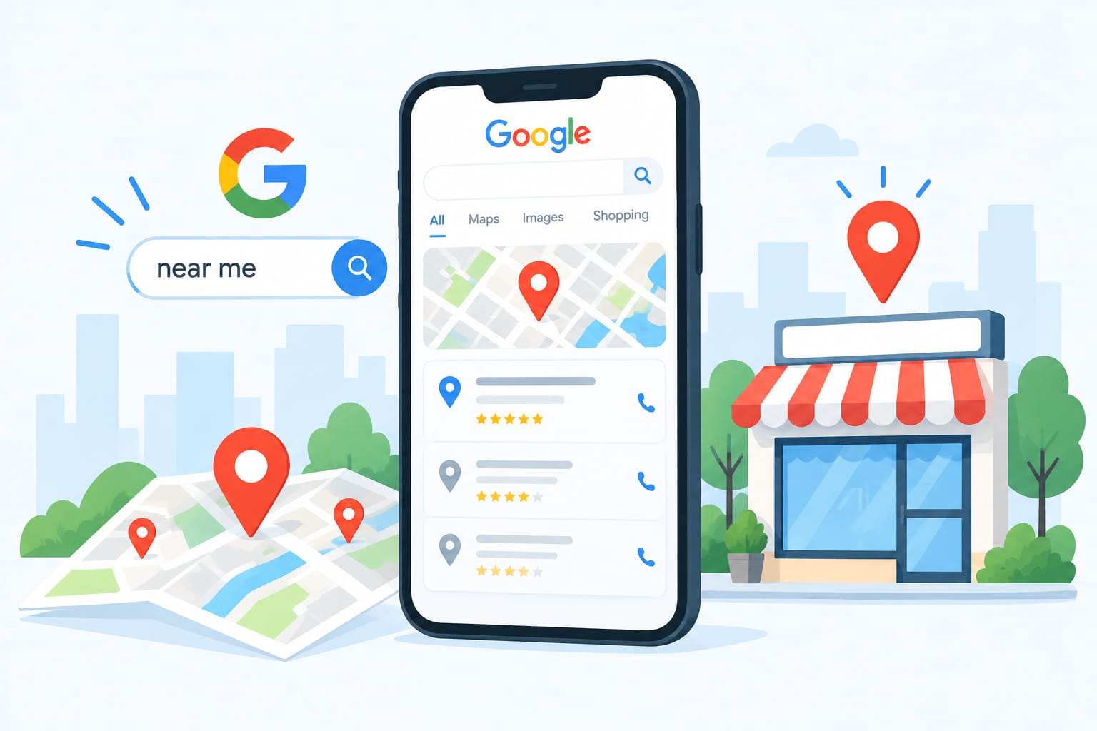 Local SEO helps businesses appear in local search results and Google Maps